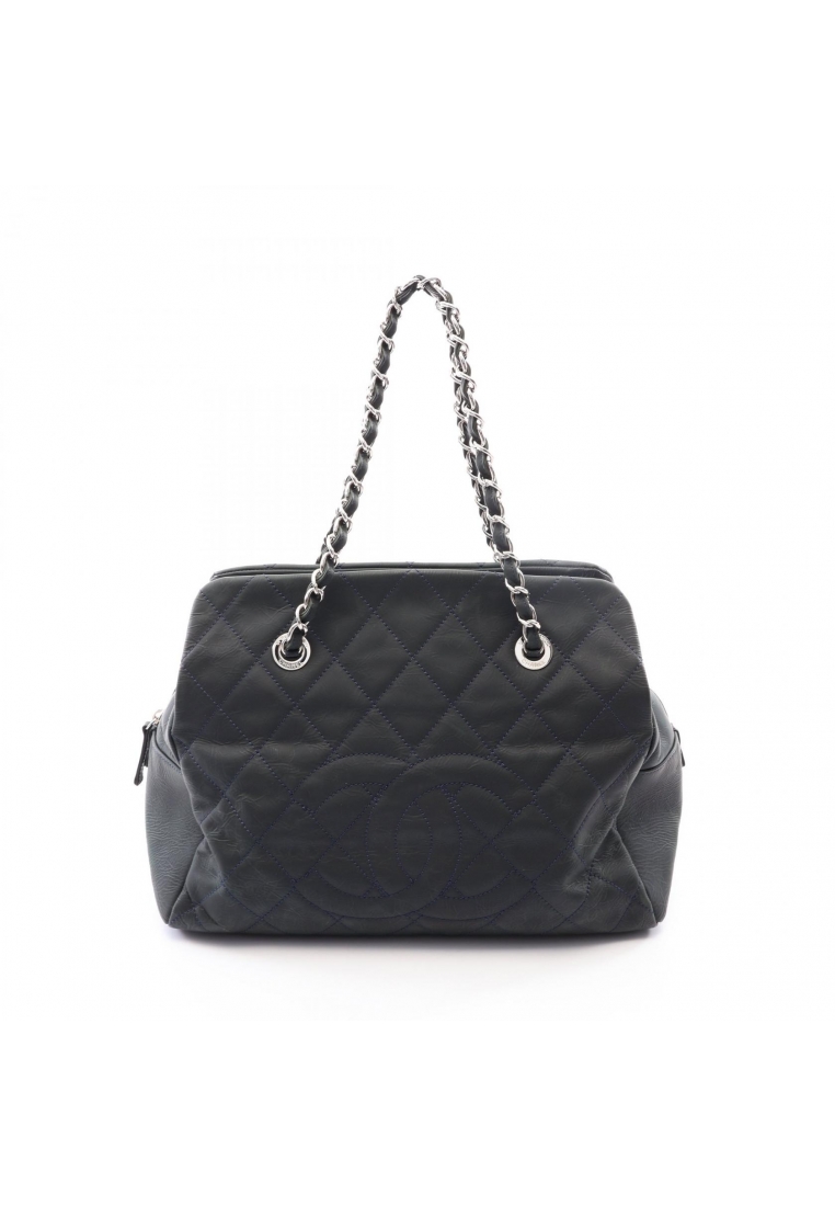 Chanel Pre-Loved Chanel matelasse chain shoulder bag chain tote bag leather black silver hardware