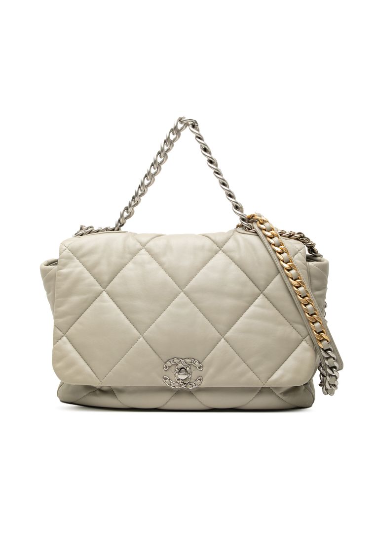 CHANEL 19 Maxi 特大型口蓋包 黑色 亮面小羊皮 女裝手袋 AS1162B0485294305