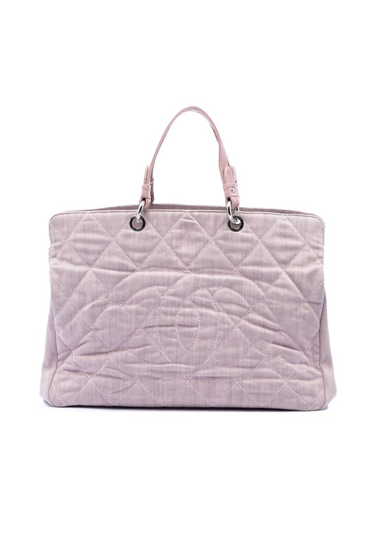 CHANEL Pre-Loved Chanel Large Cc Quilted Denim Tote