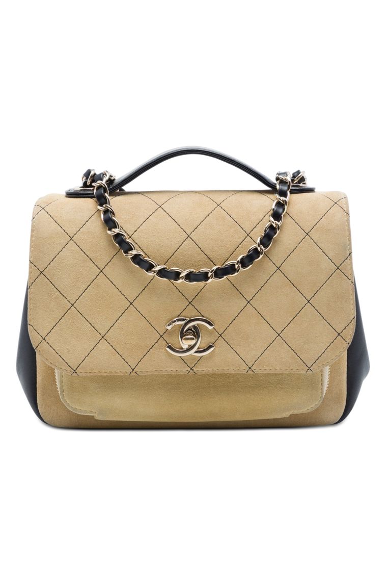 CHANEL Pre-Loved Chanel Medium Cc Quilted Suede Business Affinity Flap