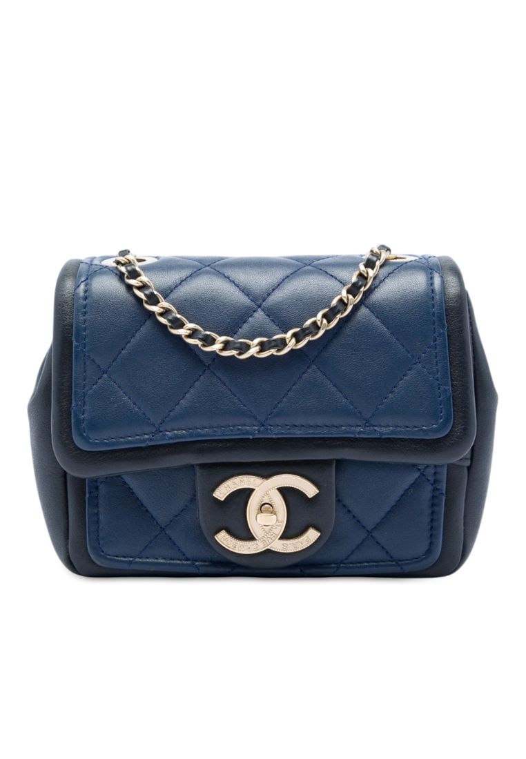 CHANEL Pre-Loved Chanel Mini Square Calfskin Graphic Flap