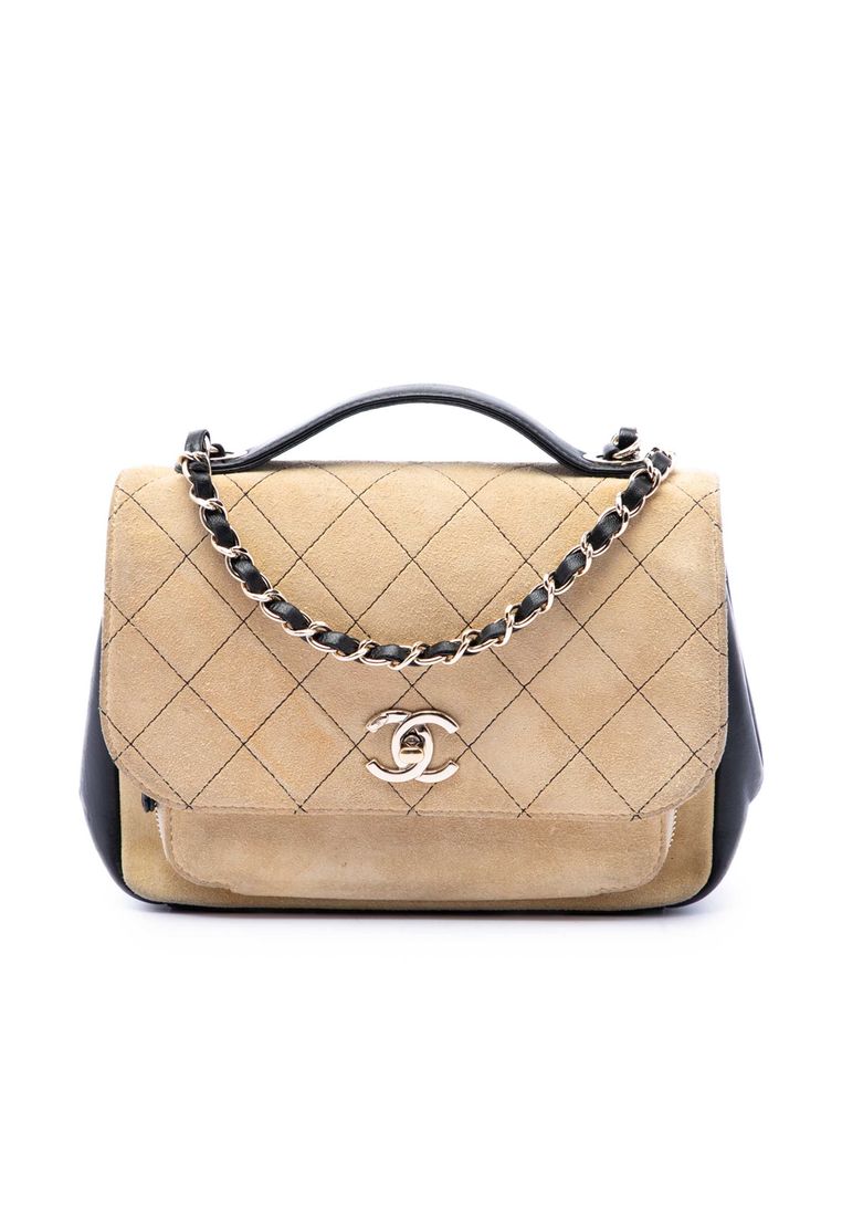 CHANEL Pre-Loved Chanel Medium Cc Quilted Suede Business Affinity Flap