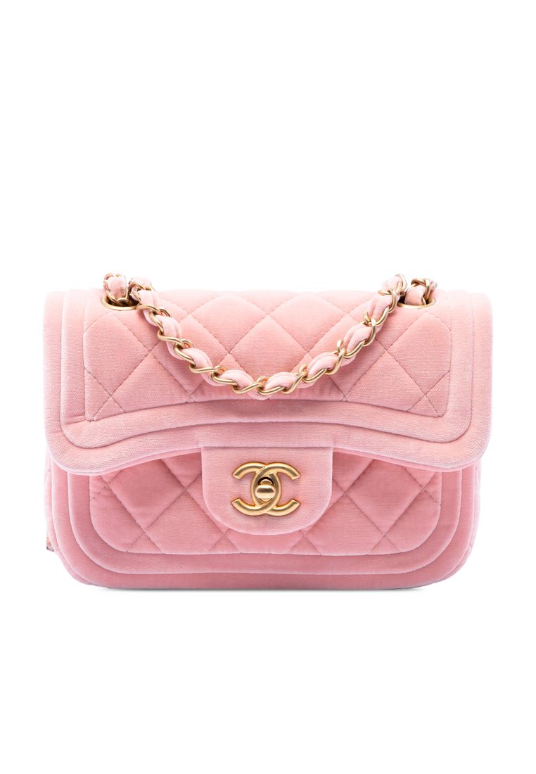 Chanel Pre-Loved Chanel Mini Quilted Velvet Double Frame Flap