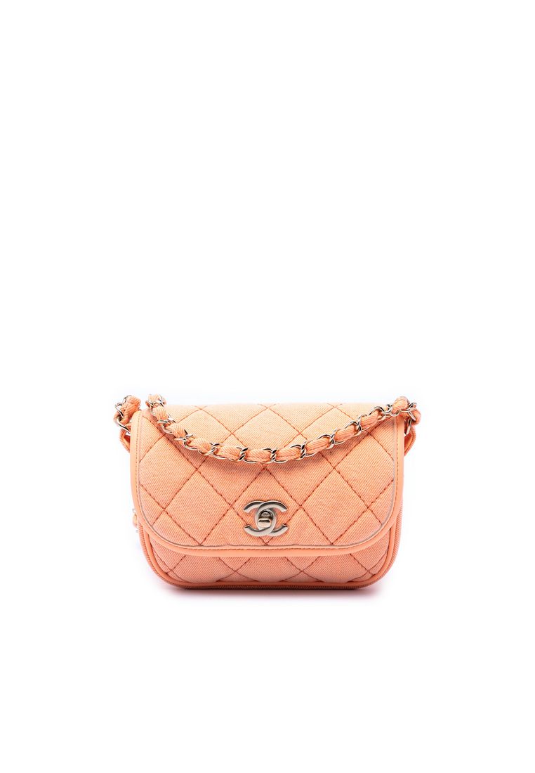CHANEL Pre-Loved Chanel Mini Cc Quilted Denim Messenger Flap