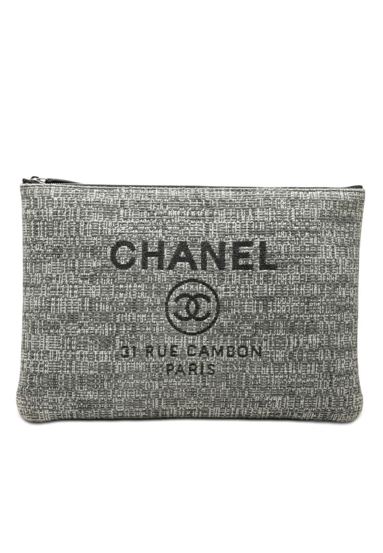 CHANEL Pre-Loved Chanel Large Tweed Deauville O Case Clutch