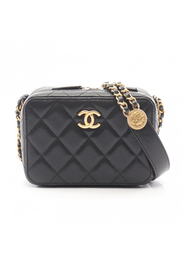 Chanel Pre-Loved Chanel matelasse mini camera bag chain shoulder bag Caviar skin black gold hardware