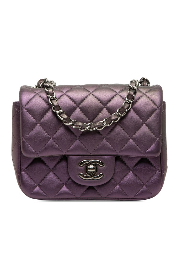 CHANEL Pre-Loved Chanel Mini Square Classic Iridescent Lambskin Single Flap