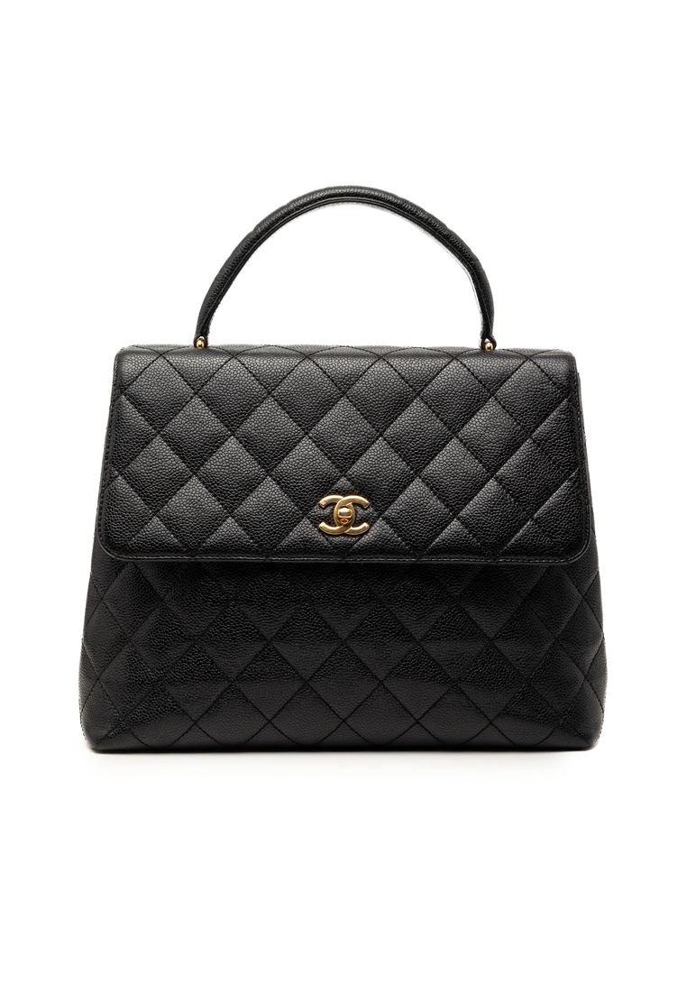 Chanel Pre-Loved Chanel Cc Quilted Caviar Kelly Top Handle Bag