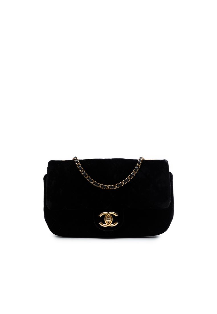 Chanel Pre-Loved Chanel Small Quilted Velvet Cc Eyelet Flap