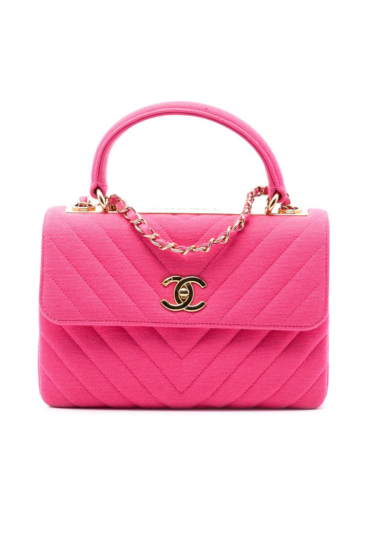 Chanel Pre-Loved Chanel Small Chevron Jersey Trendy Cc Top Handle Flap