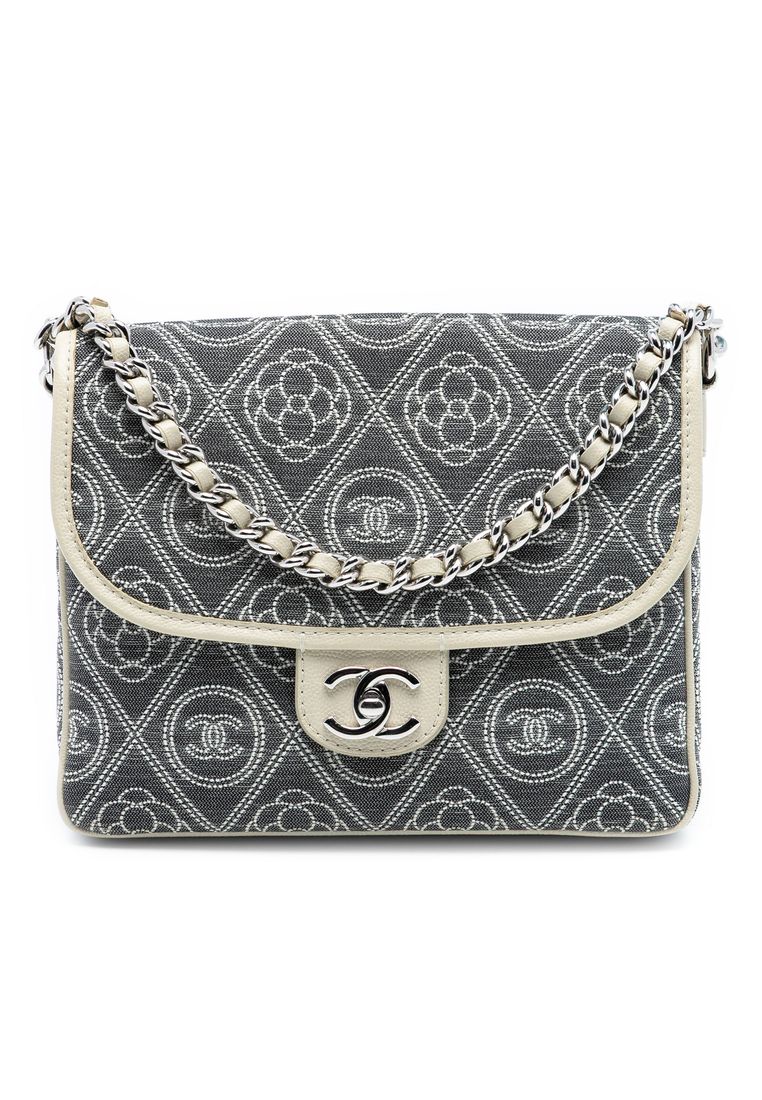 Chanel Pre-Loved Chanel Camellia Printed Canvas Double Side Flap