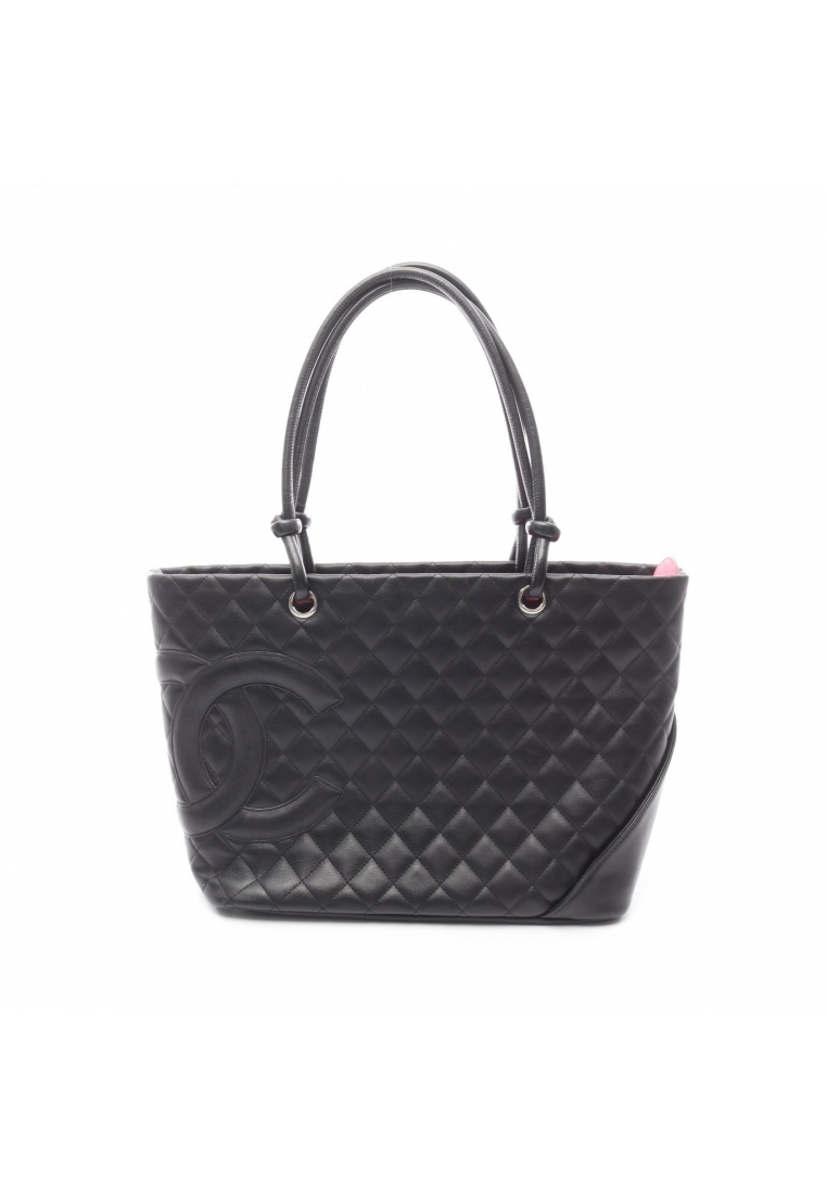 Chanel Pre-Loved Chanel Cambon line Large Shoulder bag tote bag leather black silver hardware