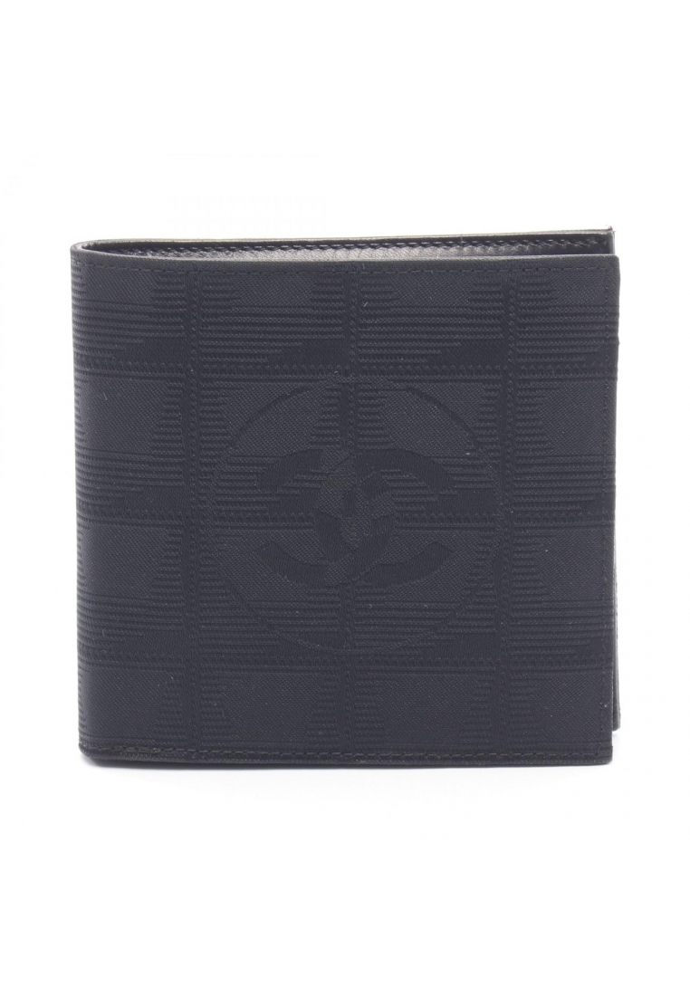 Chanel Pre-Loved Chanel new travel line Bi-fold wallet nylon canvas leather black