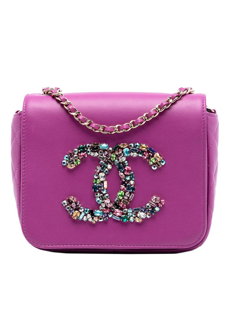 Chanel Pre-Loved Chanel Mini Lambskin Giant Crystal Cc Flap