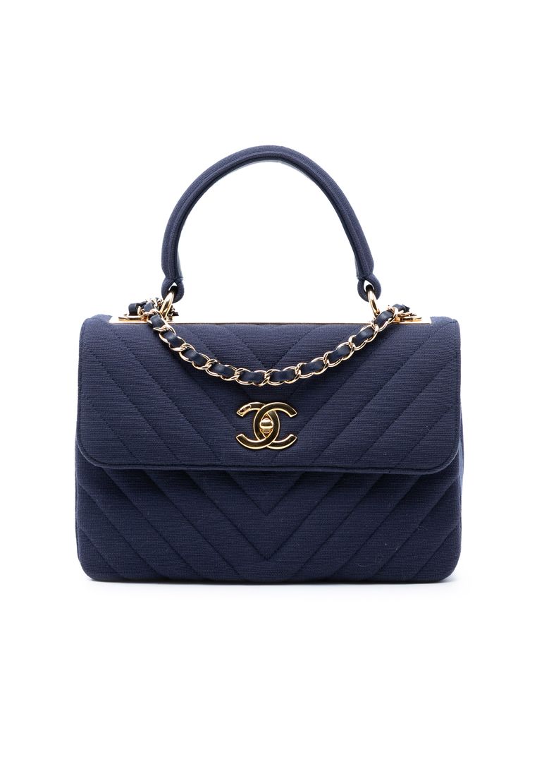 Chanel Pre-Loved Chanel Small Chevron Jersey Trendy Cc Top Handle Flap