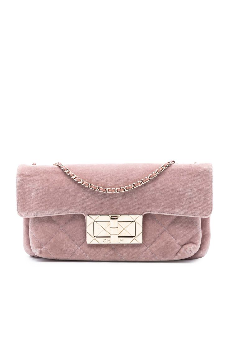 Chanel Pre-Loved Chanel Quilted Velvet Giant Mademoiselle Turnlock Shoulder Bag