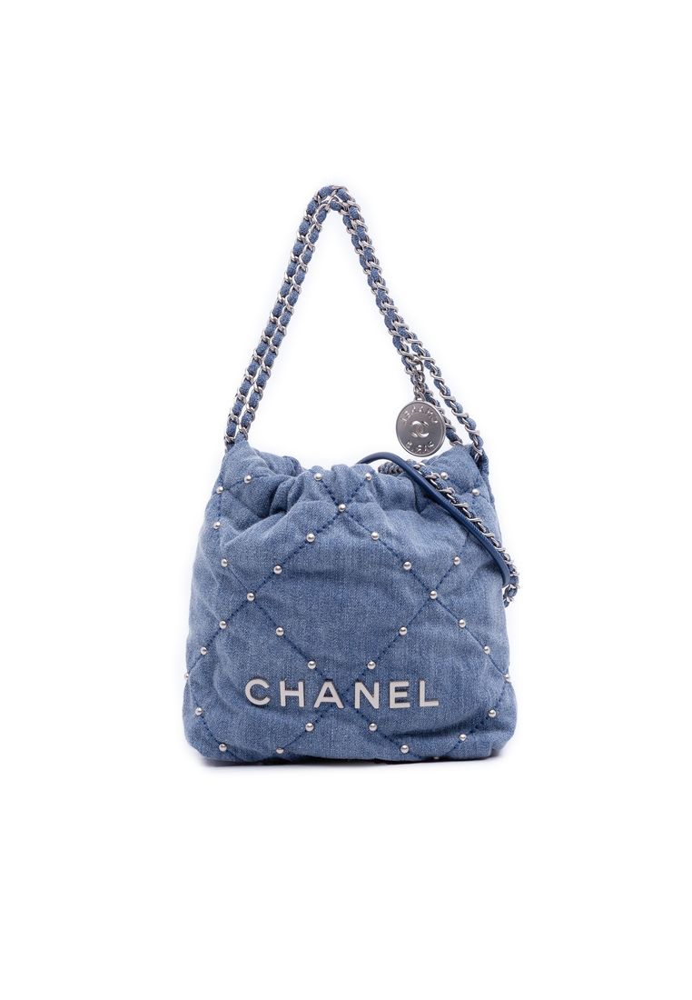Chanel Pre-Loved Chanel Mini Denim Studded 22 Handbag