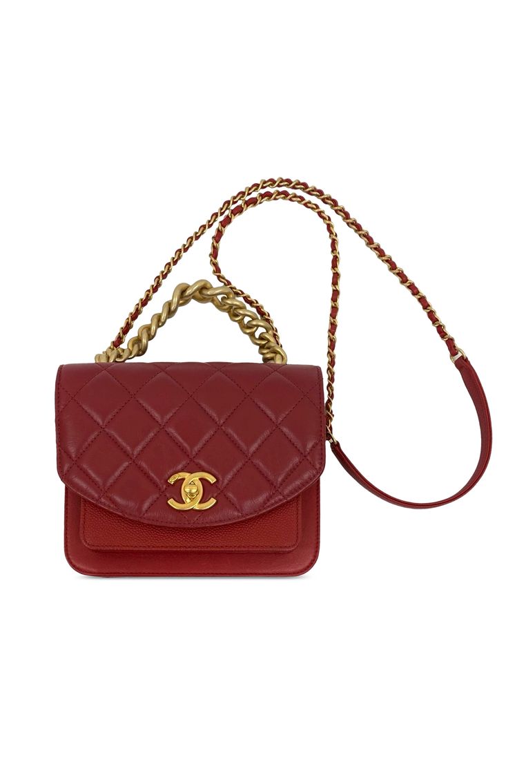 Chanel Pre-Loved Chanel Mini Quilted Calfskin And Caviar Chain Handle Flap