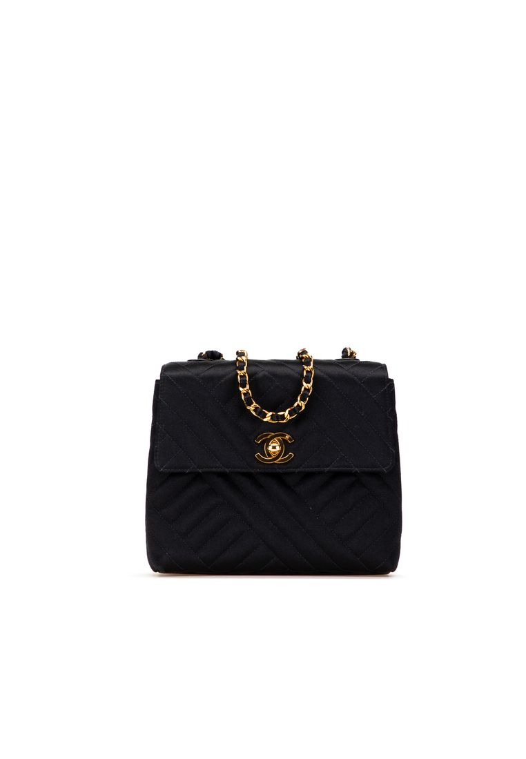 Chanel Pre-Loved Chanel Mini Square Diagonal Quilted Satin Single Flap