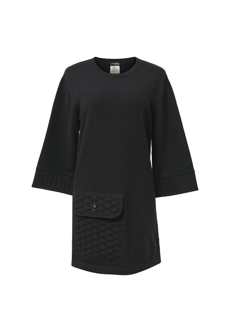 Chanel Pre-Loved Chanel Mini Crew-neck One Pocket Dress In Black Cashmere