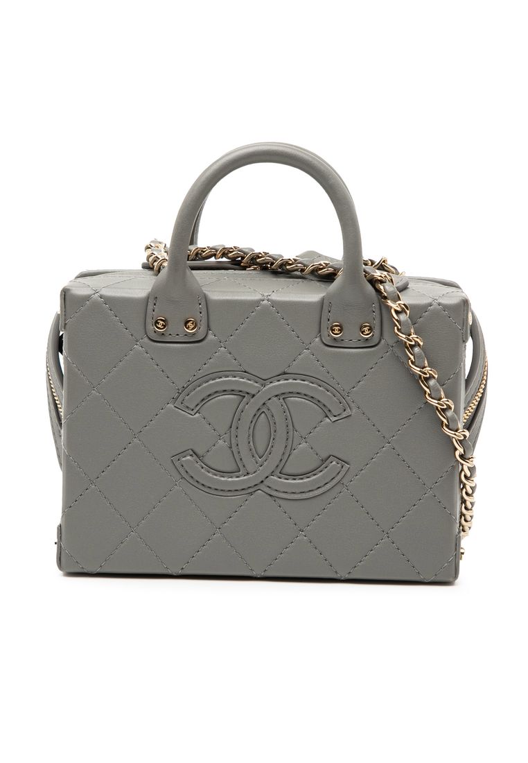 Chanel Pre-Loved Chanel Small Cc Quilted Calfskin Top Handle Convertible Vanity Case