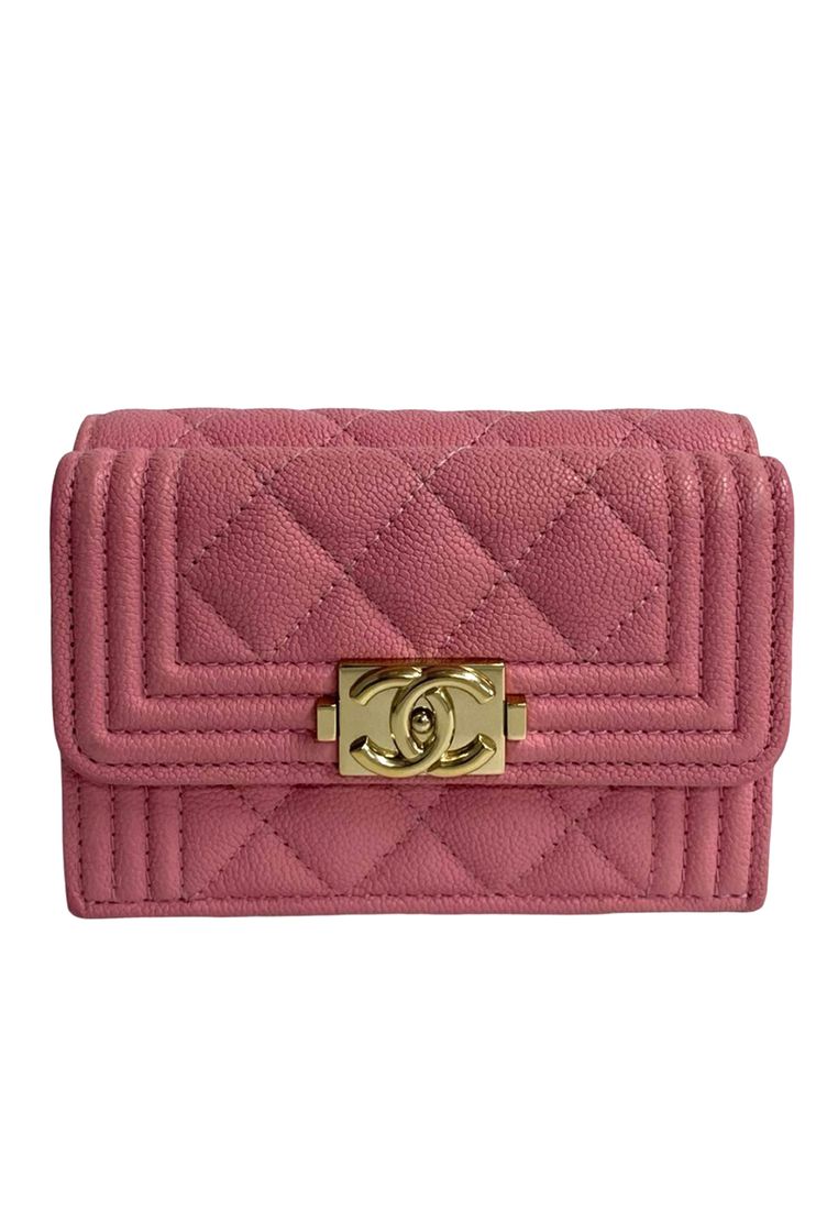 Chanel Pre-Loved Chanel Quilted Caviar Boy Flap Compact Wallet