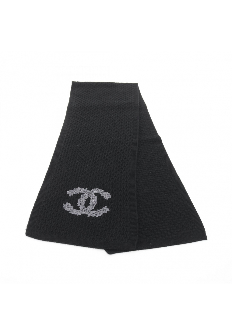 Chanel Pre-Loved Chanel coco mark Scarf cashmere black