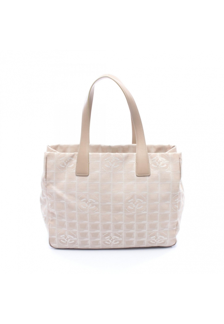 Chanel Pre-Loved Chanel New travel line MM Handbag tote bag nylon canvas beige gold hardware