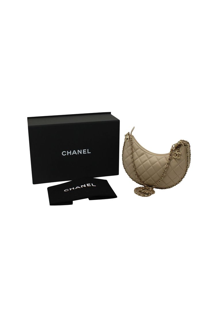 Chanel Pre-Loved Chanel Moon Small Hobo Bag In Beige Leather