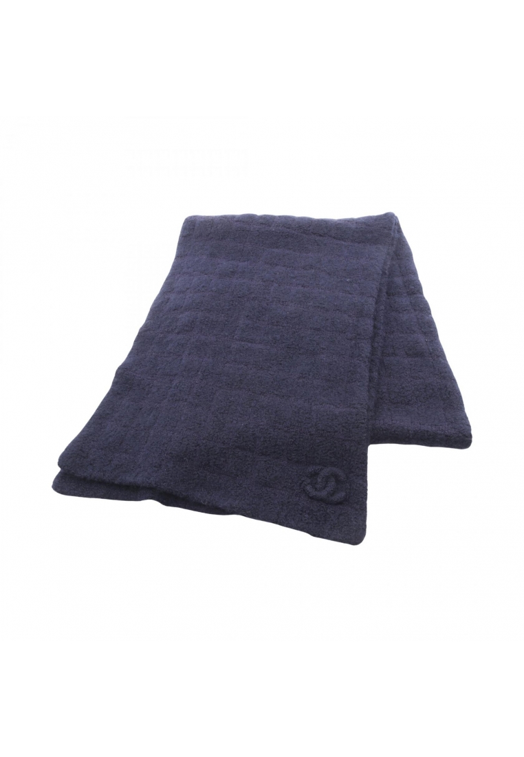 Chanel Pre-Loved Chanel coco mark Scarf cashmere silk Navy