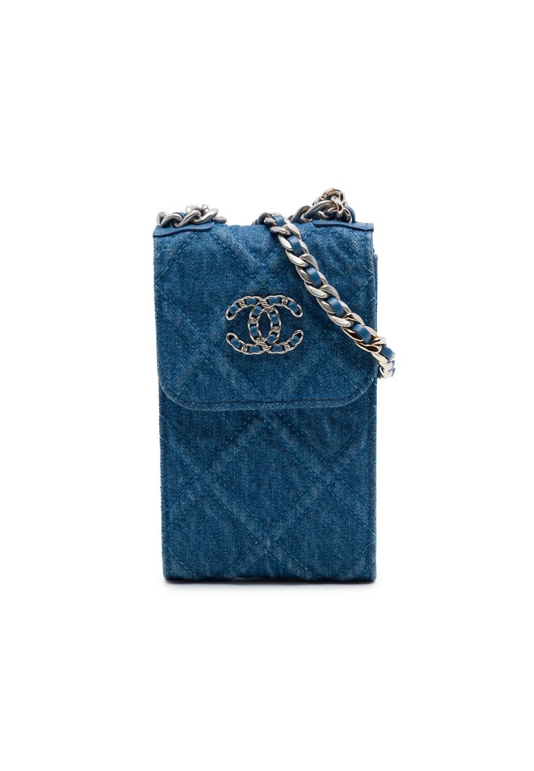 Chanel Pre-Loved Chanel Denim 19 Phone Holder With Chain
