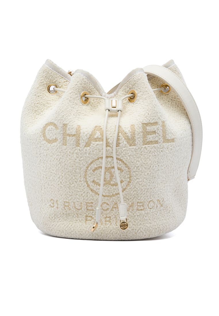 Chanel Pre-Loved Chanel Small Tweed Deauville Drawstring Bucket Bag