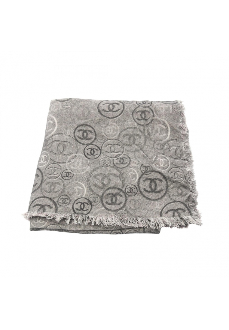 Chanel Pre-Loved Chanel coco mark poncho Stall cashmere gray black