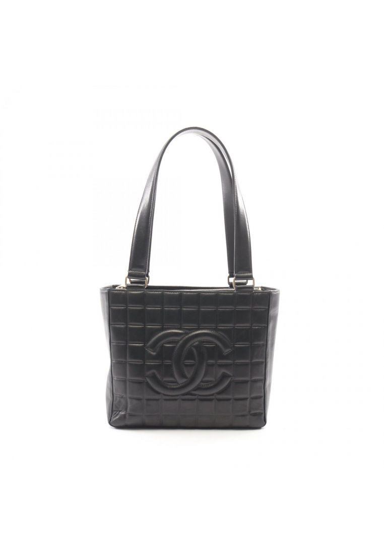 CHANEL Pre-Loved Chanel chocolate bar Handbag tote bag lambskin black gold hardware