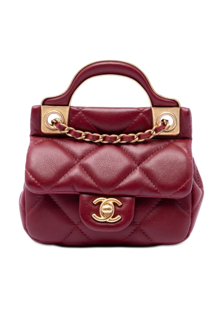 Chanel Pre-Loved Chanel Quilted Calfskin Lady Card Holder With Chain Top Handle Bag