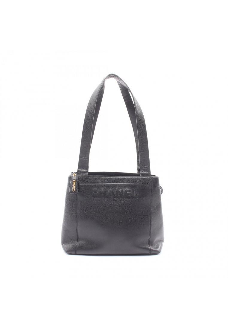 Chanel Pre-Loved Chanel logo embroidery Shoulder bag tote bag Caviar skin black gold hardware