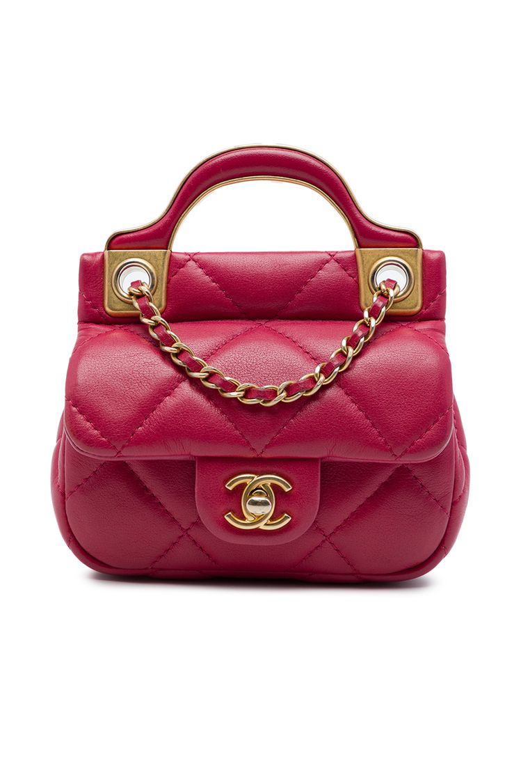 Chanel Pre-Loved Chanel Quilted Calfskin Lady Card Holder With Chain Top Handle Bag