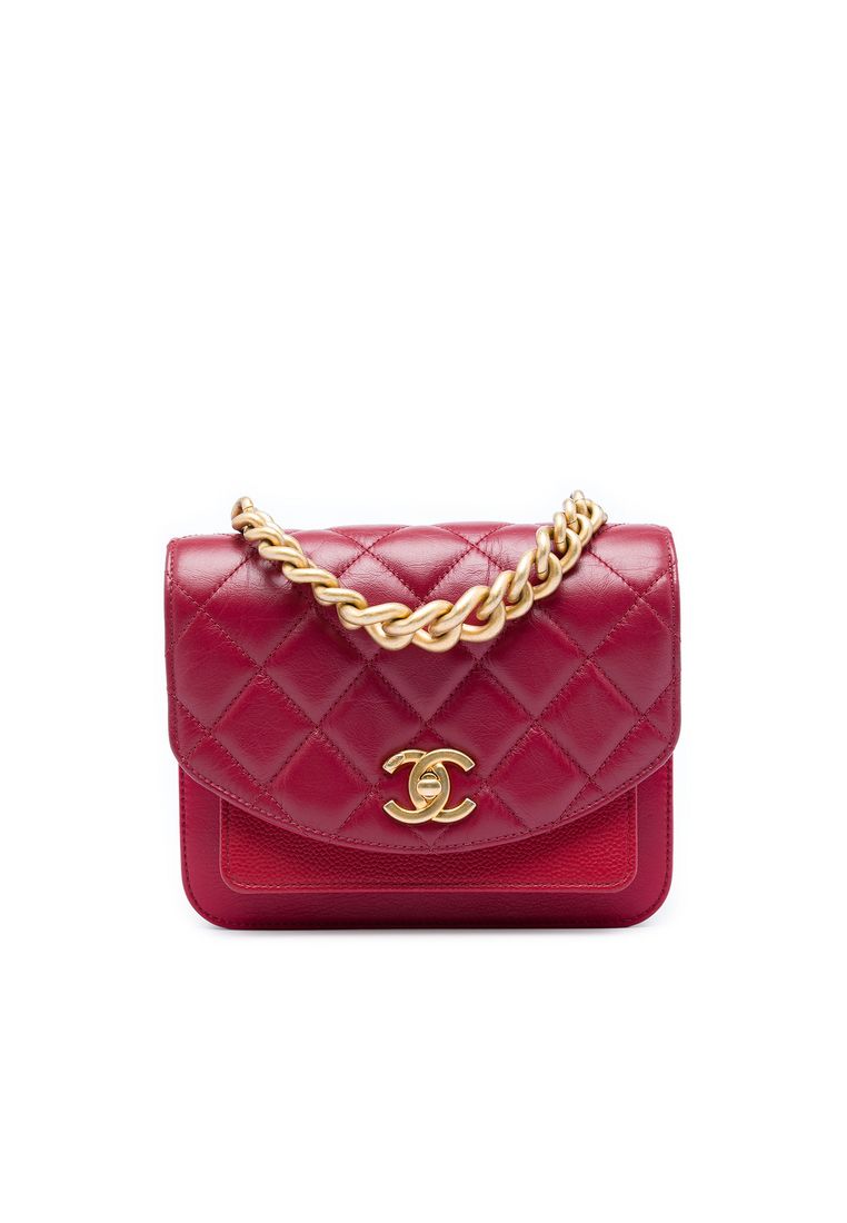 CHANEL Pre-Loved Chanel Mini Quilted Calfskin And Caviar Chain Handle Flap