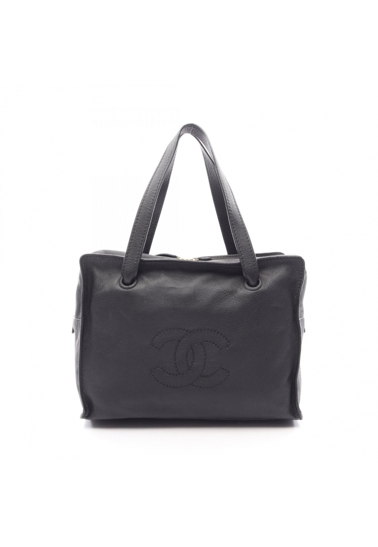 Chanel Pre-Loved Chanel coco mark Handbag tote bag leather black gold hardware