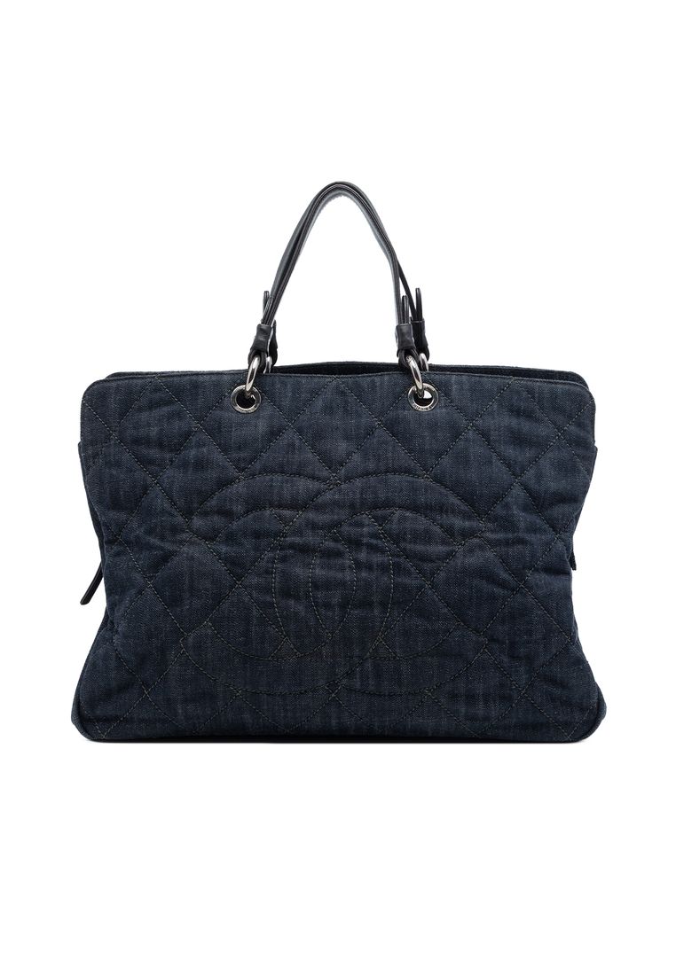 CHANEL Pre-Loved Chanel Large Cc Quilted Denim Timeless Tote