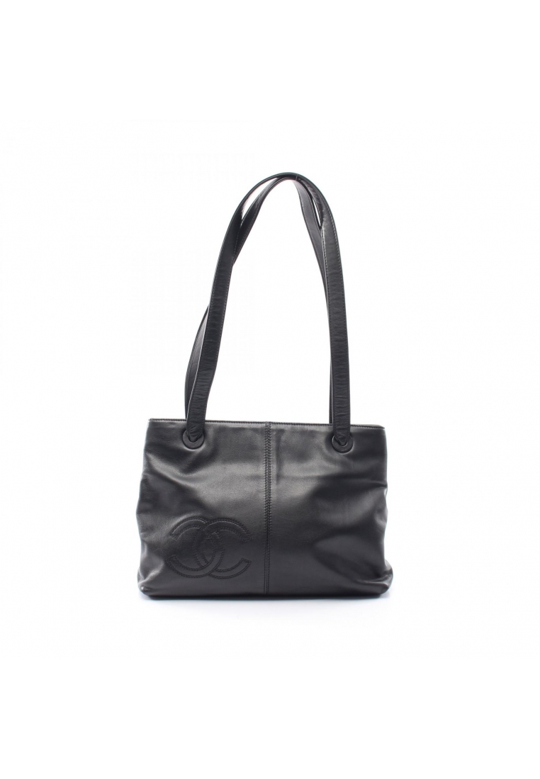 Chanel Pre-Loved Chanel coco mark Brown hardware Shoulder bag tote bag lambskin black