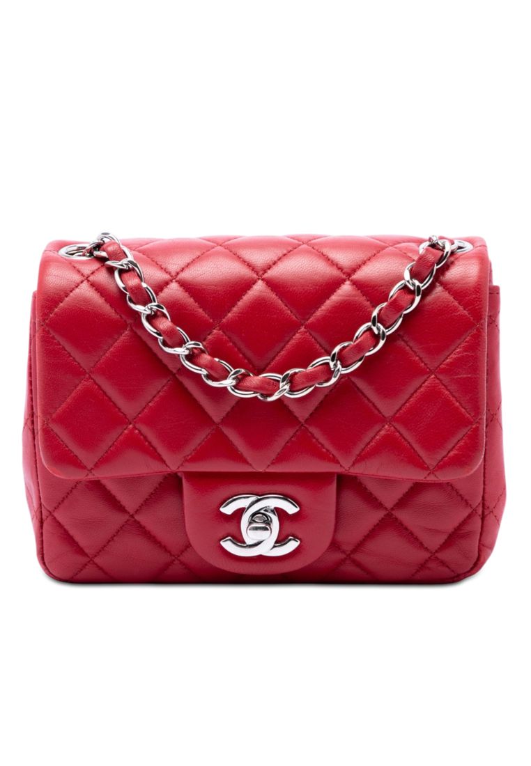 CHANEL Pre-Loved Chanel Mini Square Classic Lambskin Single Flap