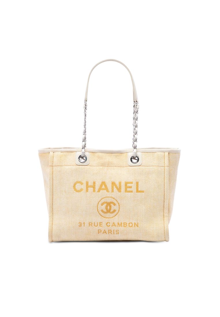 CHANEL Pre-Loved Chanel Small Raffia Deauville Tote