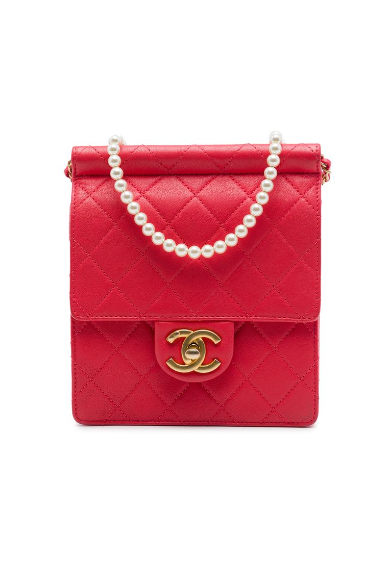 CHANEL Pre-Loved Chanel Small Quilted Lambskin Chic Pearls Flap