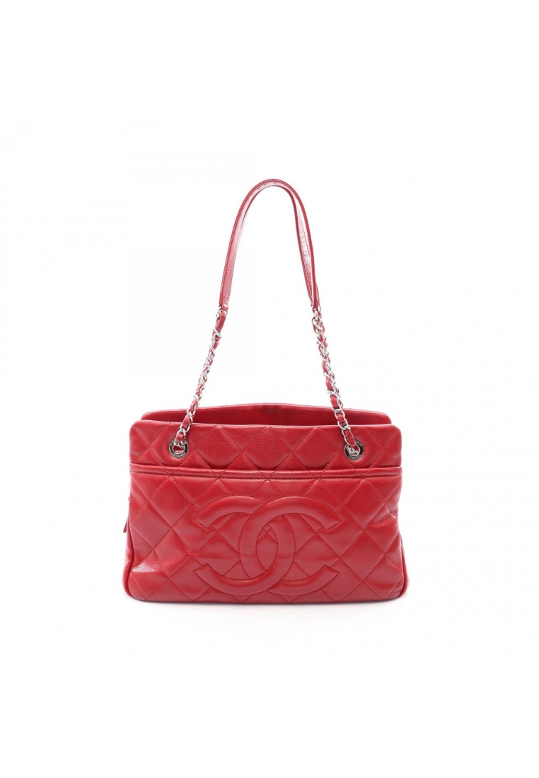 Chanel Pre-Loved Chanel matelasse chain shoulder bag chain tote bag Caviar skin Red silver hardware