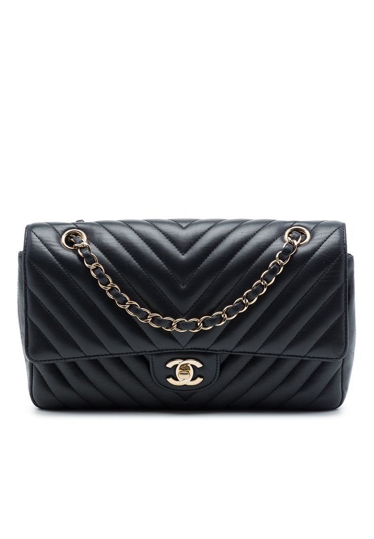 CHANEL Pre-Loved Chanel Medium Classic Chevron Crumpled Calfskin Double Flap