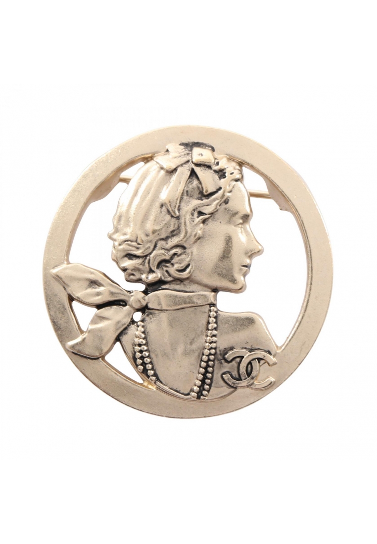 Chanel Pre-Loved Chanel mademoiselle coco mark brooch GP gold A14A