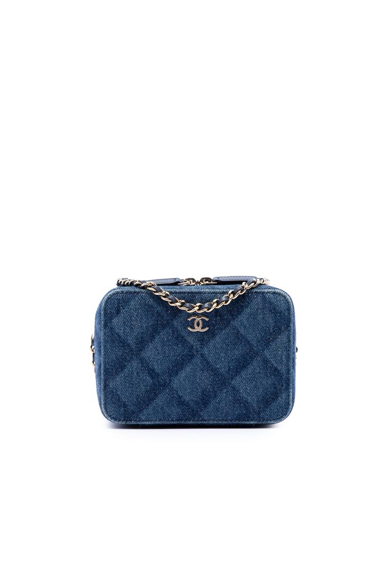 CHANEL Pre-Loved Chanel Cc Printed Denim Camera Case