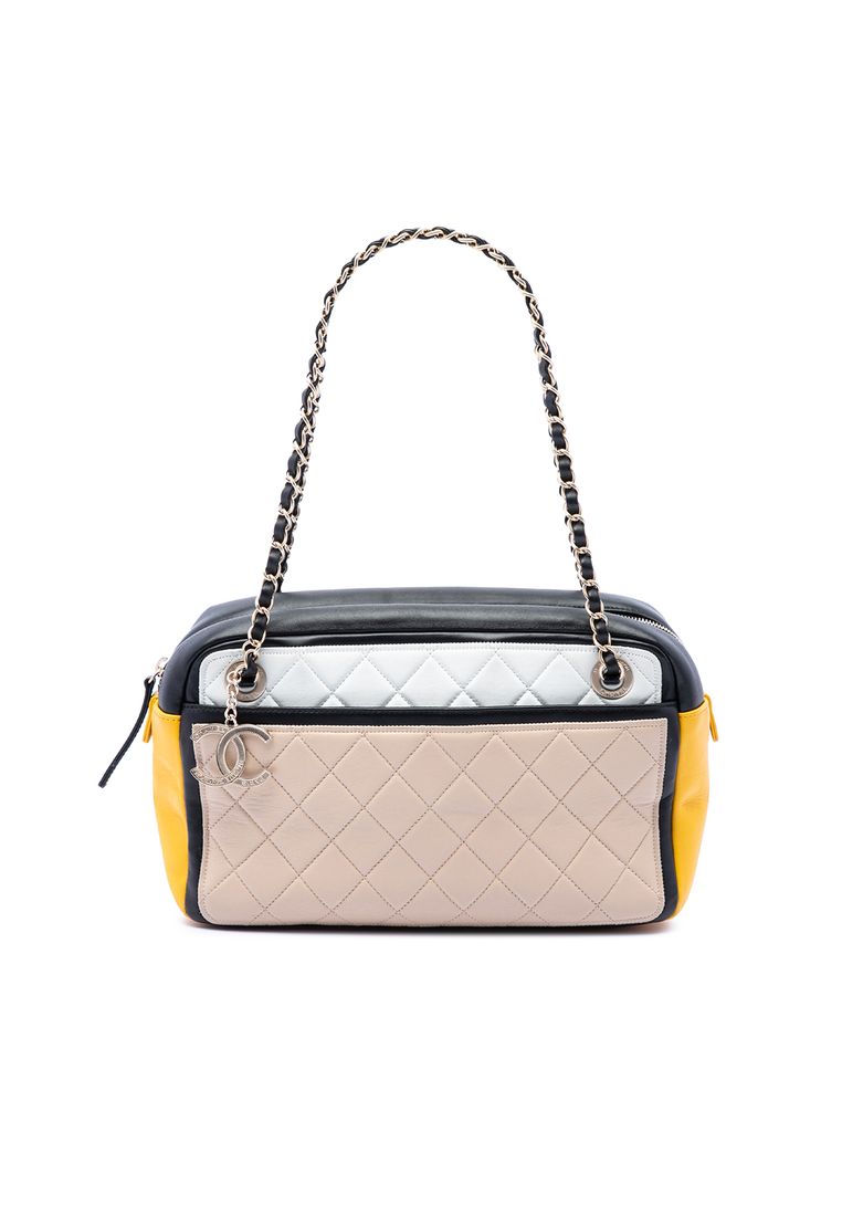 CHANEL Pre-Loved Chanel Tricolor Quilted Lambskin Graphic Camera Case Bag