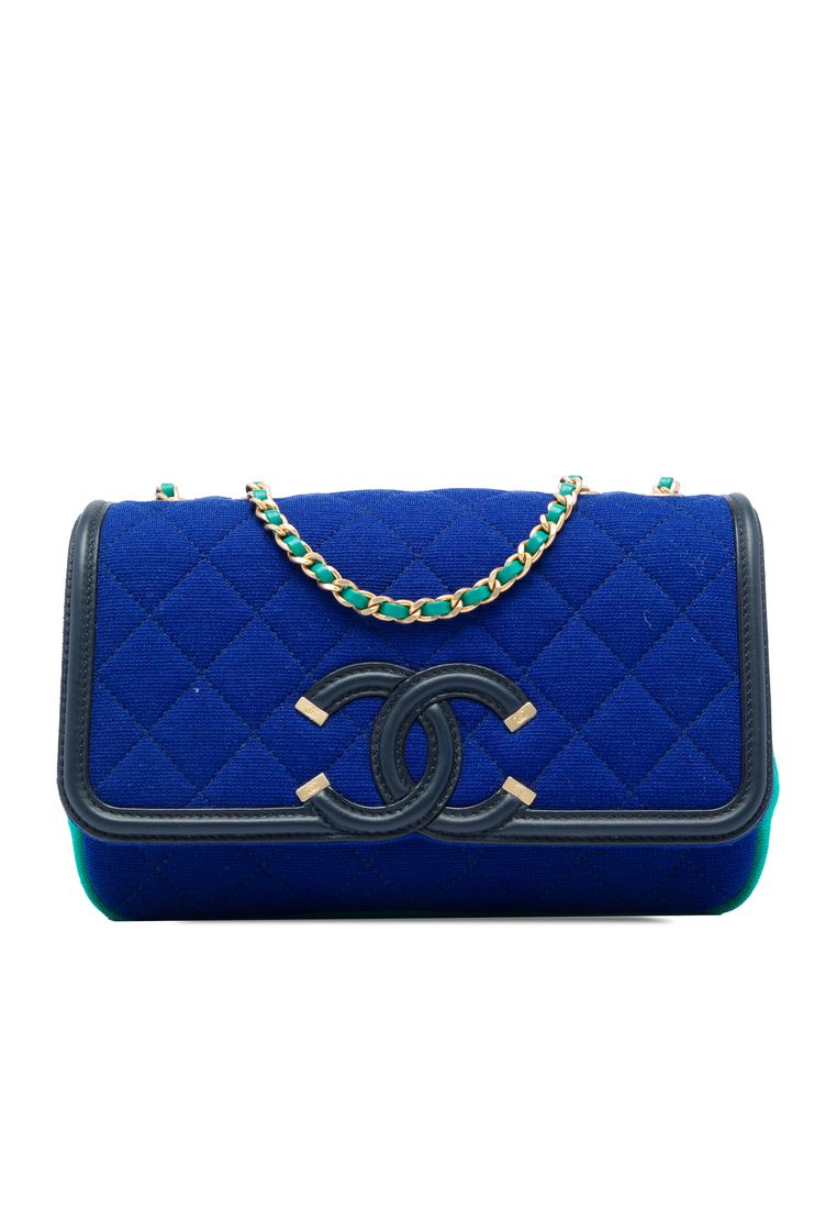 Chanel Pre-Loved Chanel Small Tricolor Jersey Cc Filigree Flap
